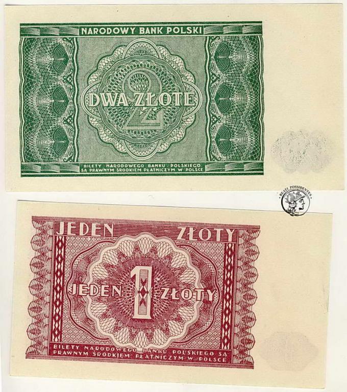 Polska 1 złoty i 2 złote 1946 st. 1
