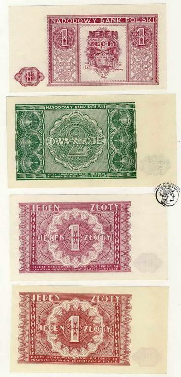 Polska 3 x 1 złoty i 2 złote 1946 st. 1/1-