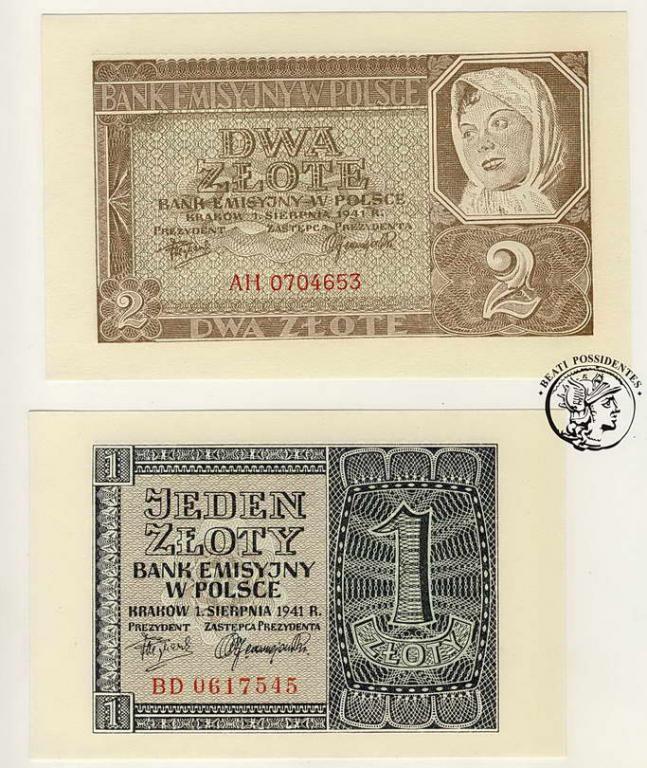 Polska 1 złoty i 2 złote 1941 st. 1