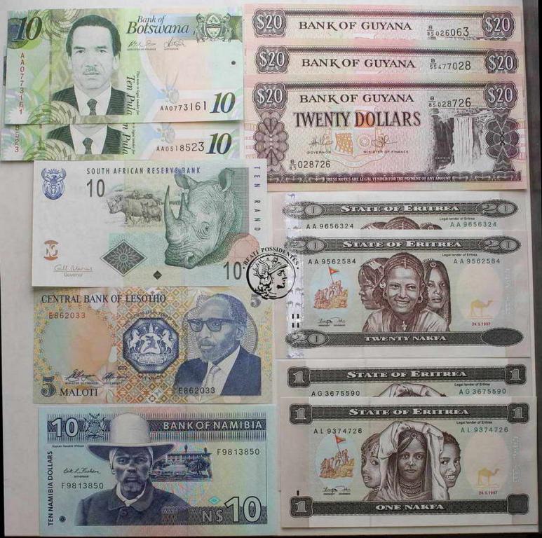 Lot banknotów Afryka różne kraje 20 szt st. 1