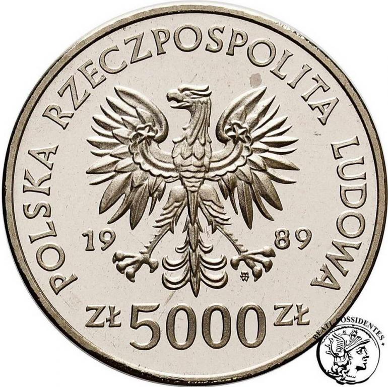PRÓBA Nikiel 5000 złotych 1989 Jagiełło półp. st.L
