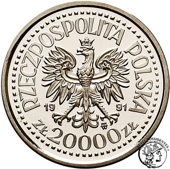 PRÓBA Nikiel 20 000 złotych 1991 Jan Paweł II st.L