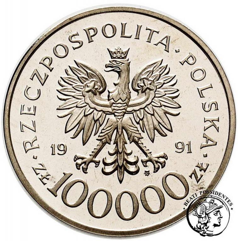 PRÓBA Nikiel 100 000 złotych 1991 Hubal st.L