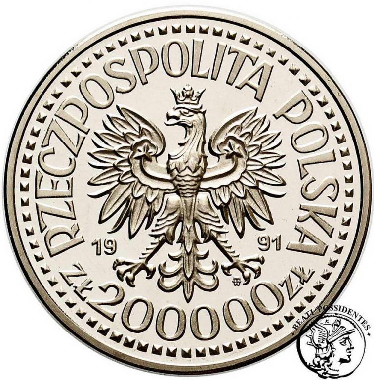 PRÓBA Nikiel 200 000 złotych 1991 Jan Paweł II stL