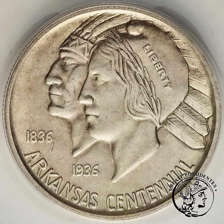1/2 dolara 1937 S Arkansas Centennial ANACS MS63