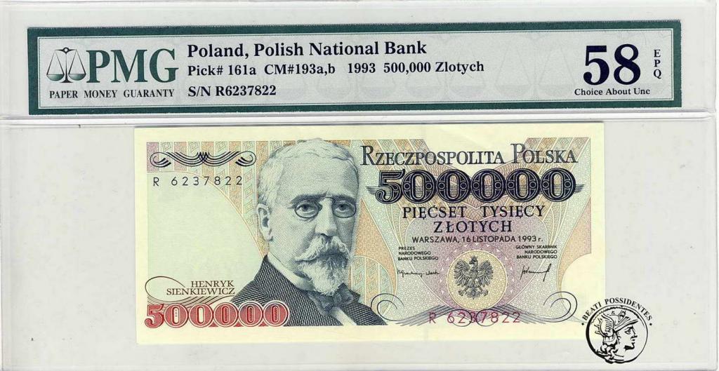 Polska 500 000 złotych 1993 seria R PMG58