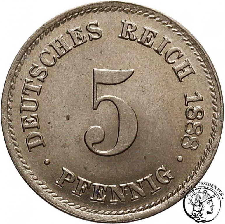 Niemcy 5 Pfennig 1888 D st. 1-
