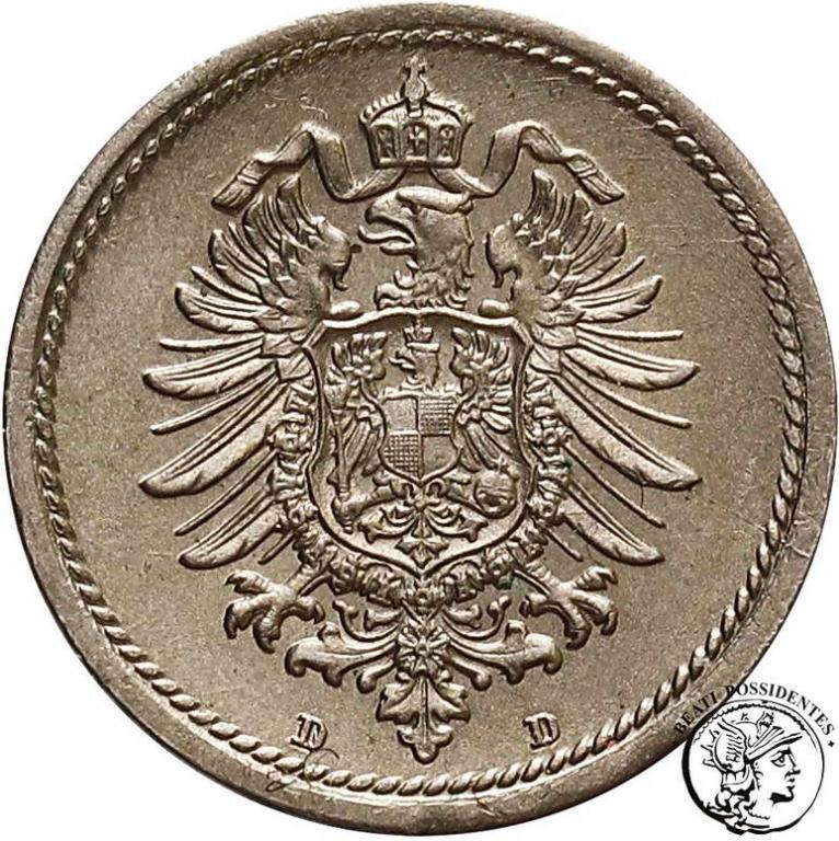 Niemcy 5 Pfennig 1888 D st. 1-