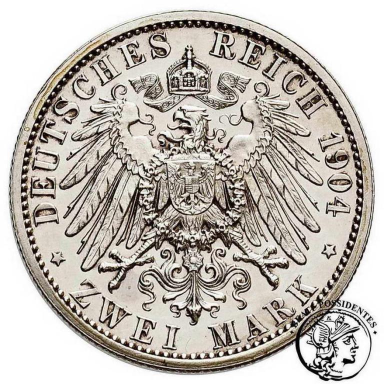Niemcy Hesja 2 Marki 1904 st.L-