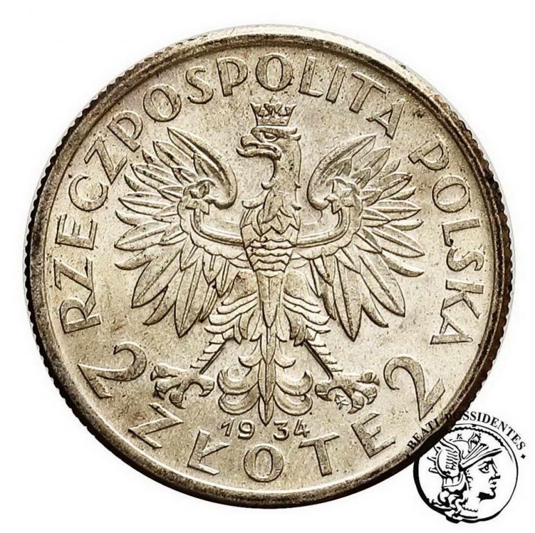 Polska II RP 2 złote 1934 głowa kobiety st. 1-