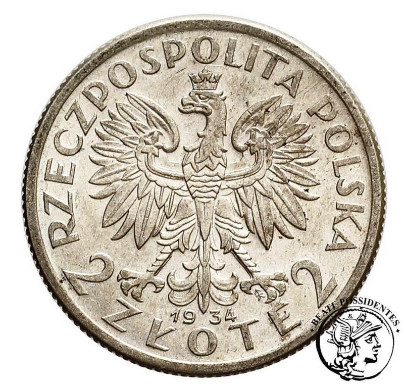 Polska II RP 2 złote 1934 głowa kobiety st. 2
