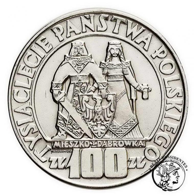 PRL 100 złotych 1966 Millenium SREBRO st. 2-