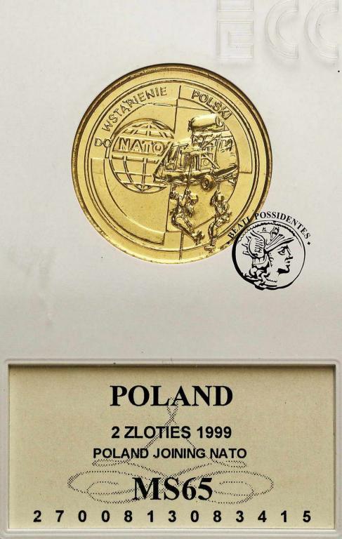 Polska III RP 2 złote 1999 NATO GCN MS65