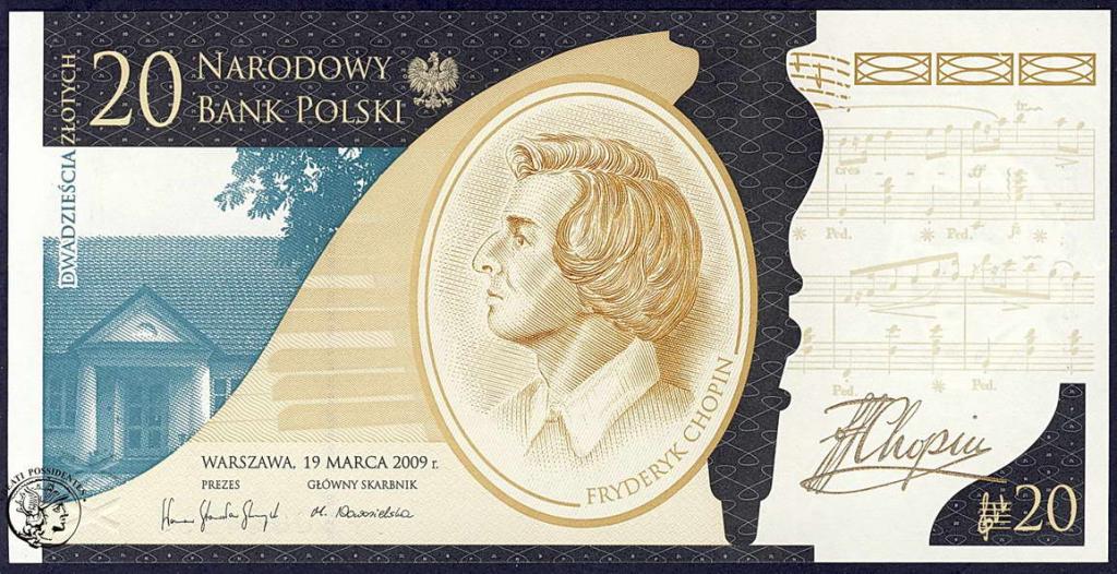 Polska 20 złotych 2009 Fryderyk Chopin st.1