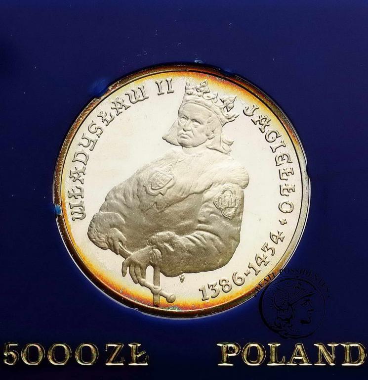 5000 złotych 1989 Wł. Jagiełło półpostać st. L