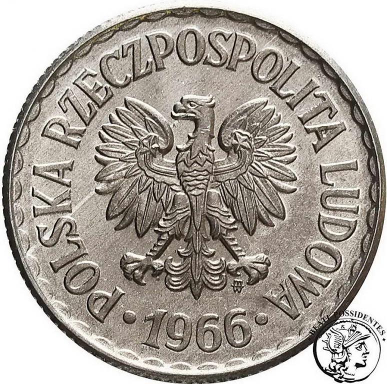 Polska PRL 1 złoty 1966 Aluminium st. 1