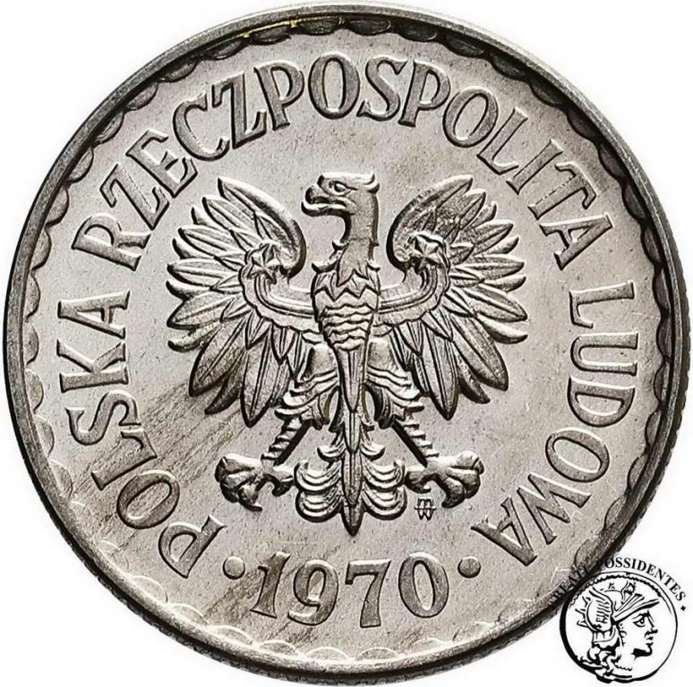 Polska PRL 1 złoty 1970 Aluminium st. 1
