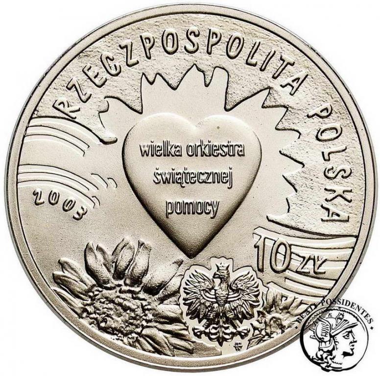 Polska III RP 10 złotych 2003 WOŚP st. 1