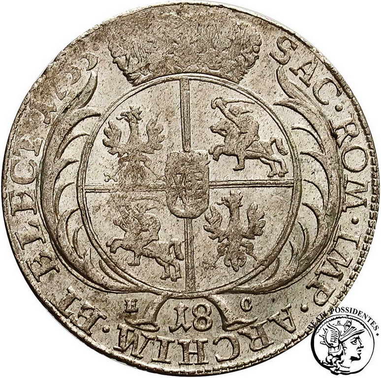Polska August III Sas ort kor. 1755 st. 3