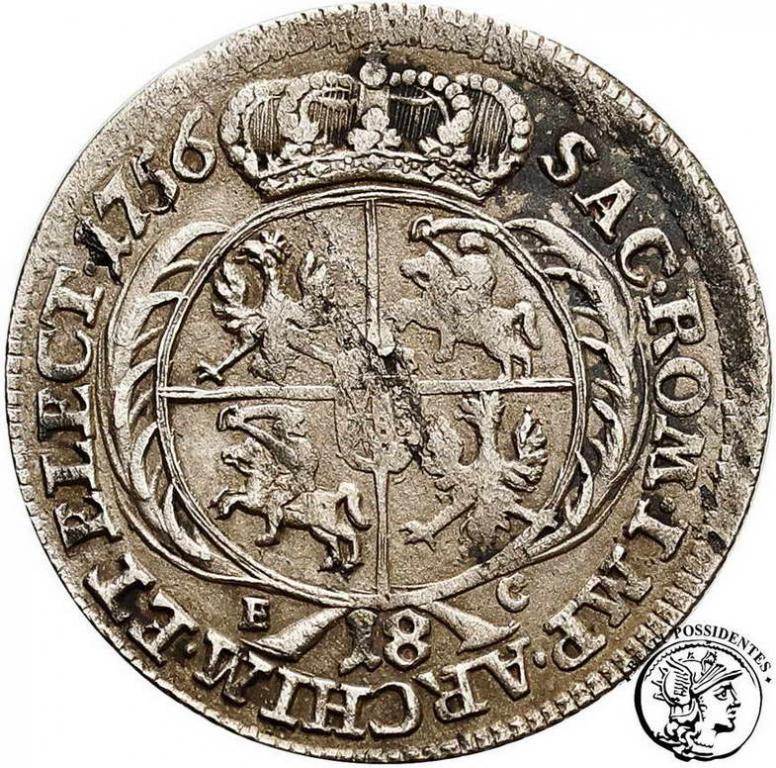 Polska August III Sas ort kor. 1756 st. 3-