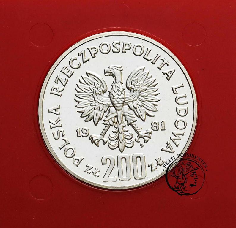 Polska PRÓBA SREBRO 200 złotych 1981 Śmiały st.L