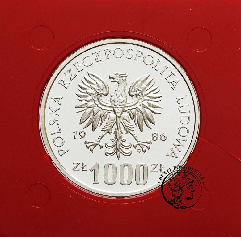 Polska PRÓBA SREBRO 1000 złotych 1986 Łokietek stL