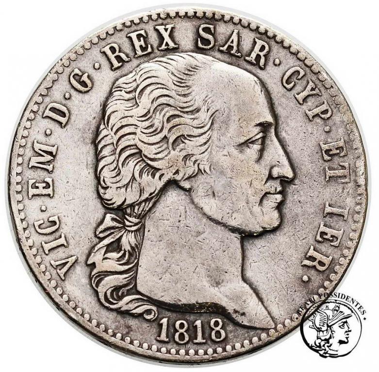 Włochy Sardynia 5 Lirów 1818 st.3-