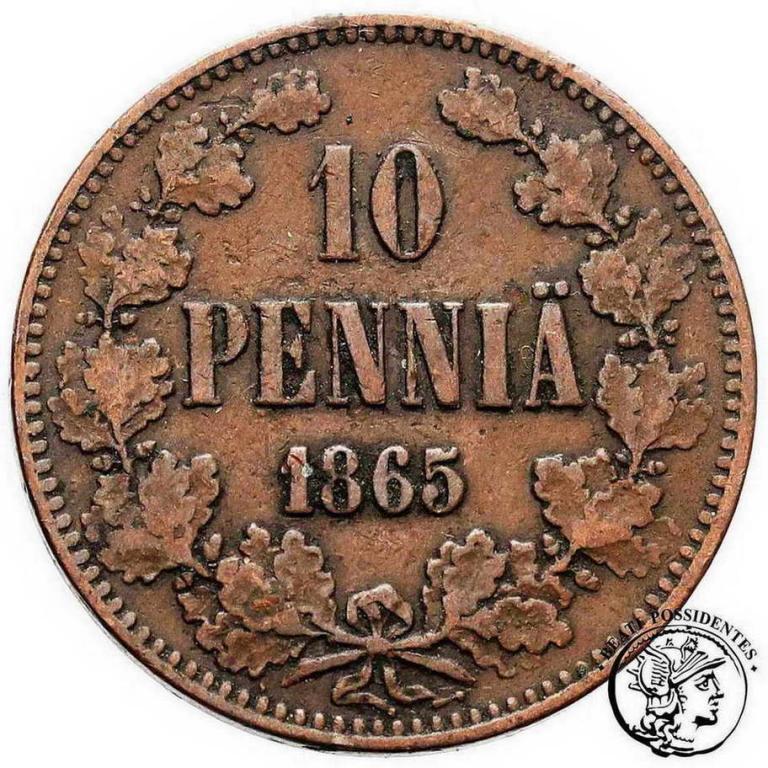 Rosja/Finlandia Alexander II 10 Pennia 1865 st. 3