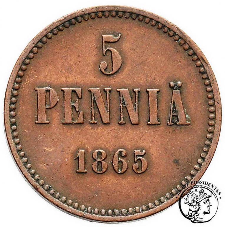 Rosja / Finlandia Alexander II 5 Pennia 1865 st. 3
