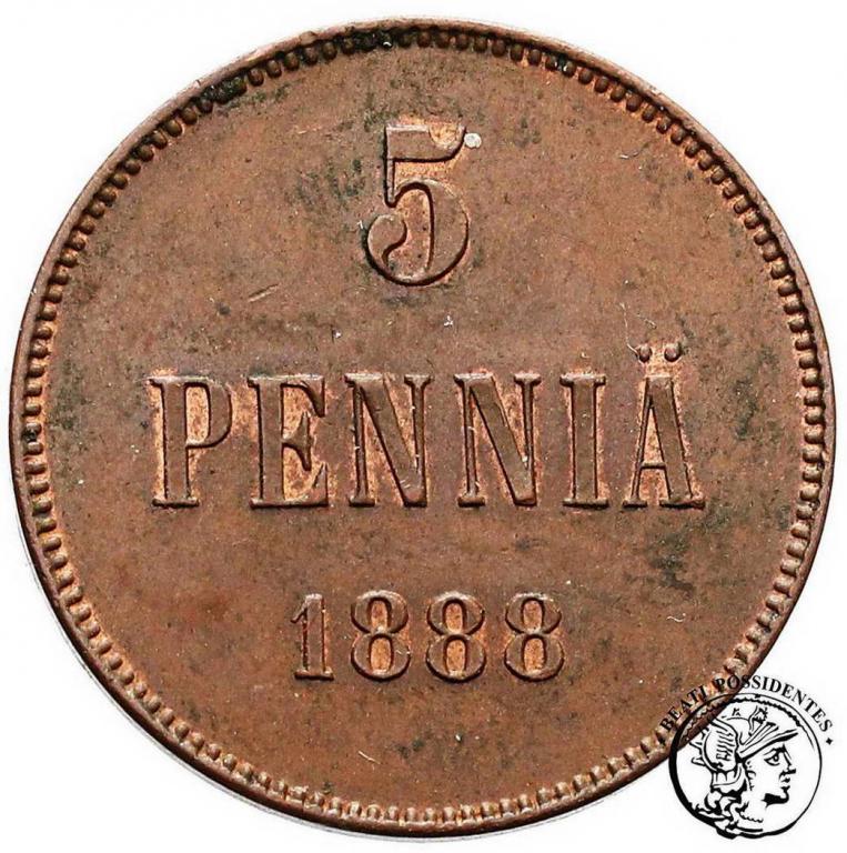 Rosja / Finlandia Alexander III 5 Pennia 1888 st.2