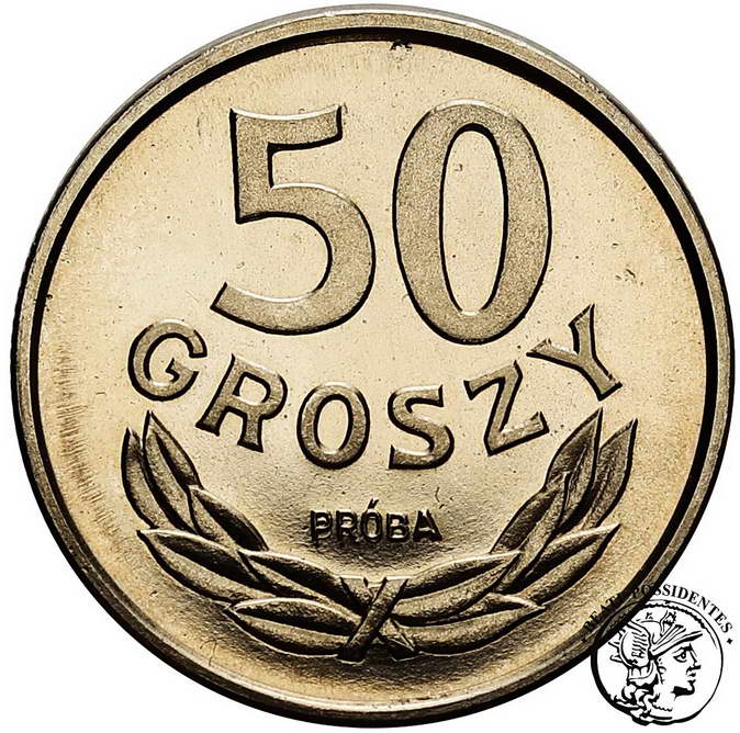 Polska PRL PRÓBA Nikiel 50 groszy 1986 st.1