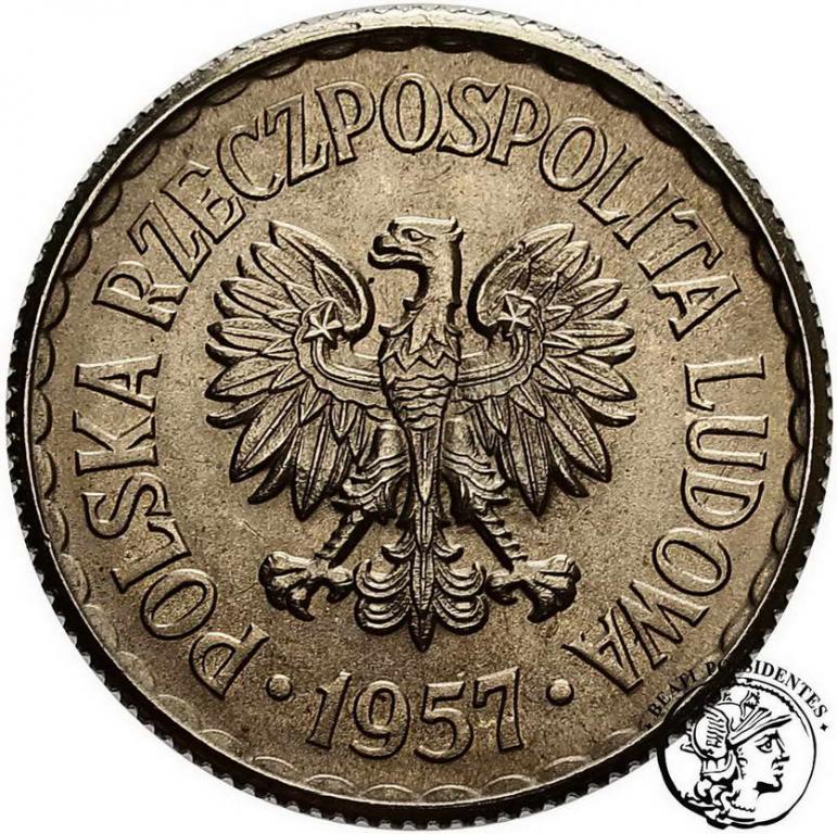 Polska PRL PRÓBA Nikiel 1 złoty 1957 st.1