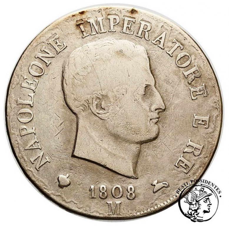 Włochy Napoleon I 5 Lirów 1808 M st.4