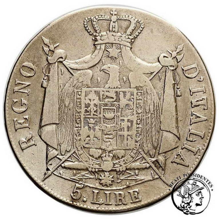 Włochy Napoleon I 5 Lirów 1808 M st.4