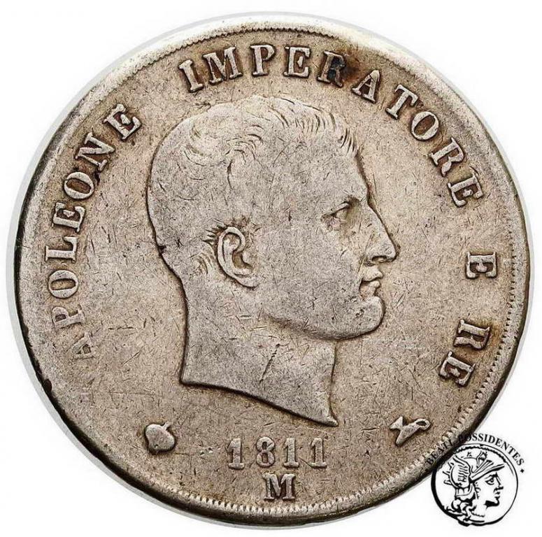 Włochy Napoleon I 5 Lirów 1811 M st.4