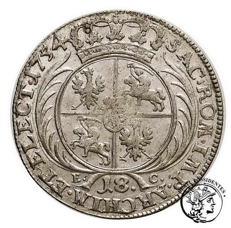 Polska August III Sas ort koronny 1754 st. 2