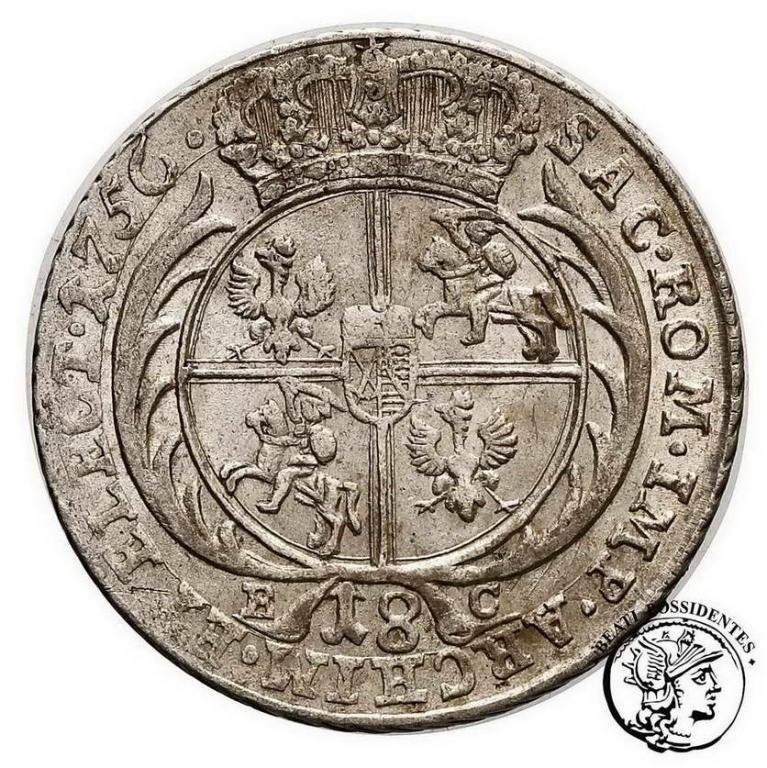 Polska August III Sas ort koronny 1756 st. 3+