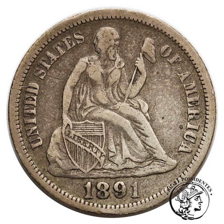 USA Dime 10 centów 1891 ''O'' New Orleans st.3-