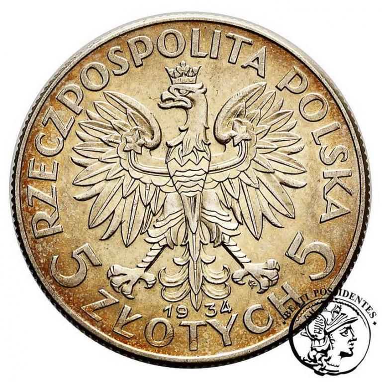 Polska II RP 5 złotych 1934 głowa kobiety st.2