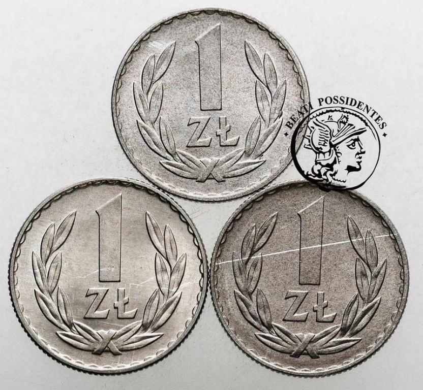 Polska PRL 1 złoty 1970 + 71 + 73 lot 3 sztuk st.2