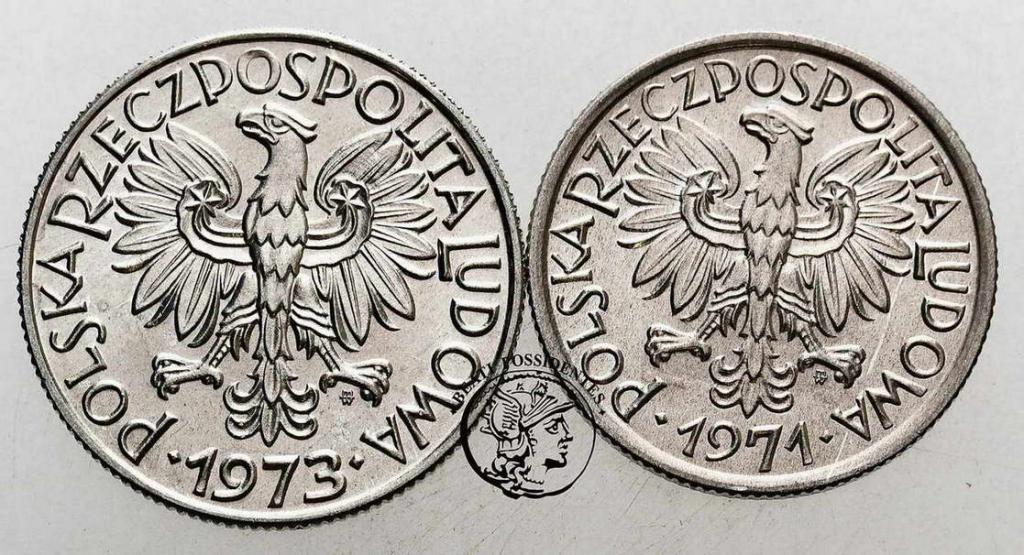 Polska PRL 2 złote 1971 + 5 złotych 1973 st.1-