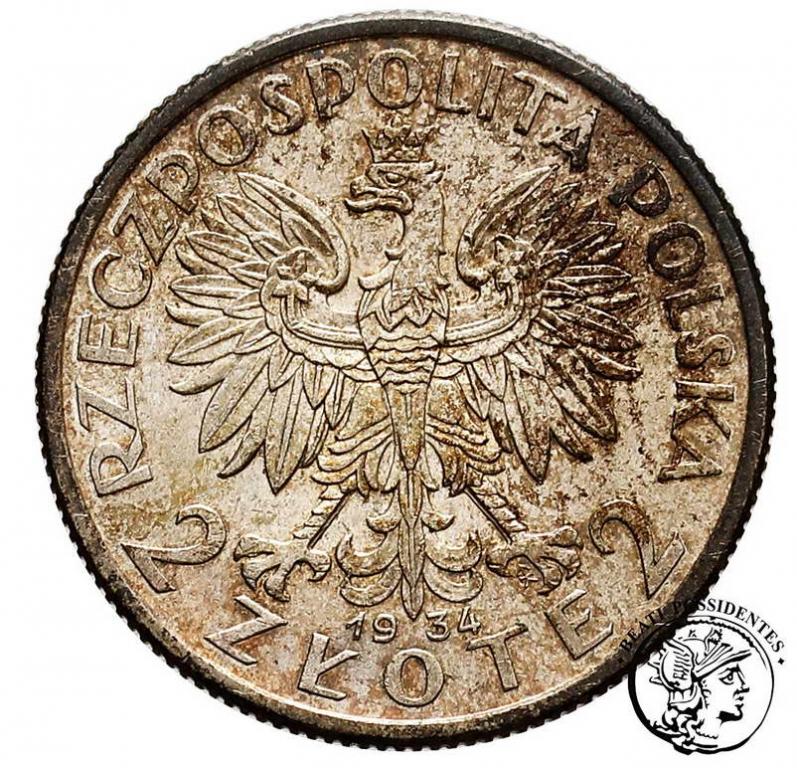 Polska II RP 2 złote 1934 głowa kobiety st.2-