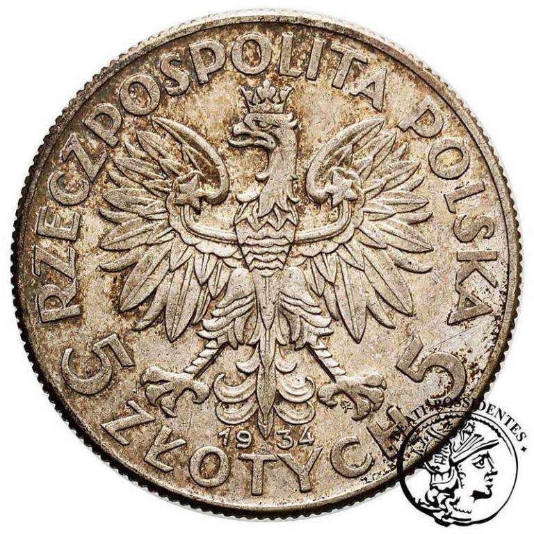 Polska II RP 5 złotych 1934 głowa kobiety st.3+