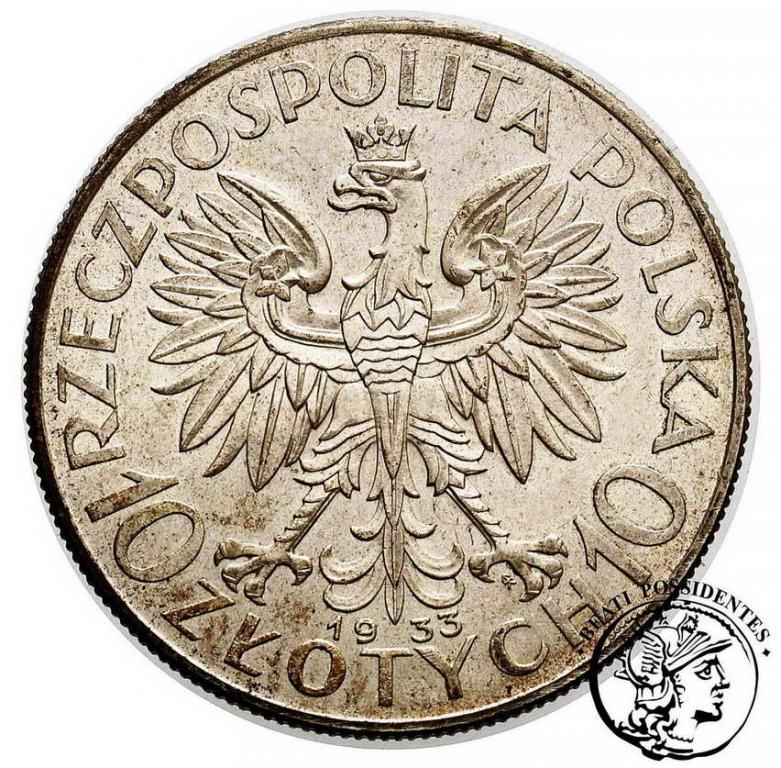 Polska II RP 10 złotych 1933 głowa kobiety st.2