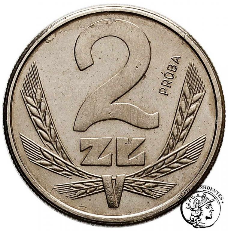 Polska PRL PRÓBA Nikiel 2 złote 1986 st.L/L-