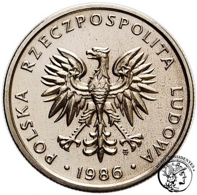 Polska PRL PRÓBA Nikiel 5 złotych 1986 st.L