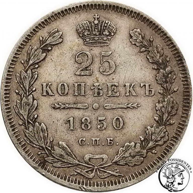 Polska Mikołaj I 25 kopiejek 1850 st.3
