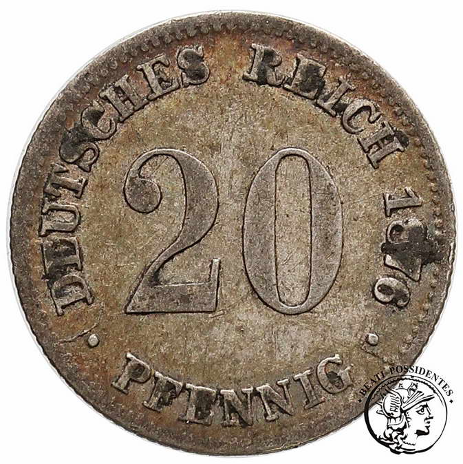 Niemcy Prusy 20 Fenigów 1876 E st.3+