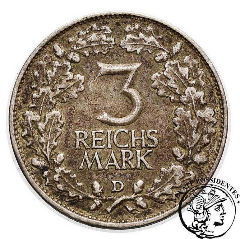 Niemcy Weimar 3 Marki 1925 D Rheinlande st.3