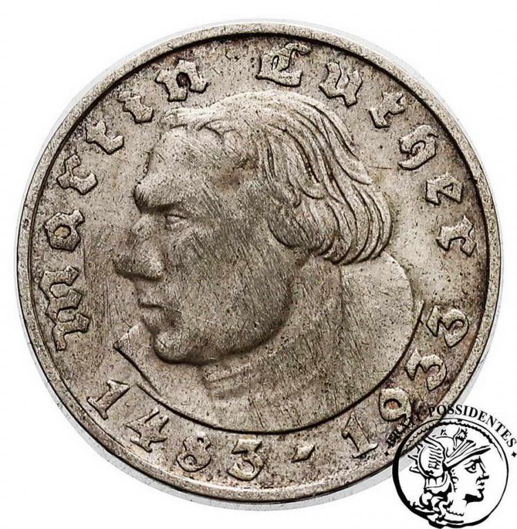 Niemcy III Rzesza 2 Marki 1933 D Luther st.3